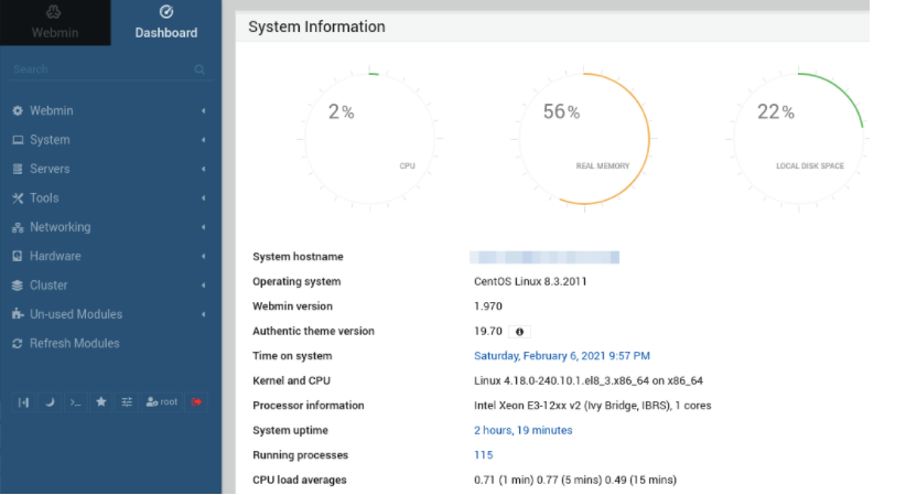 Centos8 Webmin